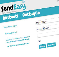 Configura il mittente della newsletter, ogni newsletter deve avere un suo specifico mittente. 
Ogni mittente può essere associato più newsletter. Per configurare i mittenti clicca sulla voce di menu "Mittenti".