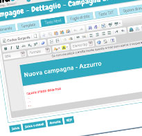 Genera la tua campagna, dal menu "Gestione Campagne e Report" crea la tua newsletter, configura tutti i campi, scrivi i contenuti e testa l'invio su dei tuoi indirizzi eMail di test. 